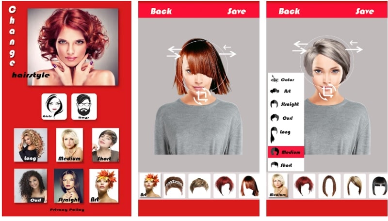 Android App Change Hairstyle for Different Hairstyles