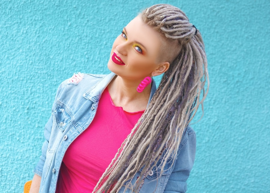 ash blonde dreadlocks with shaved side for women