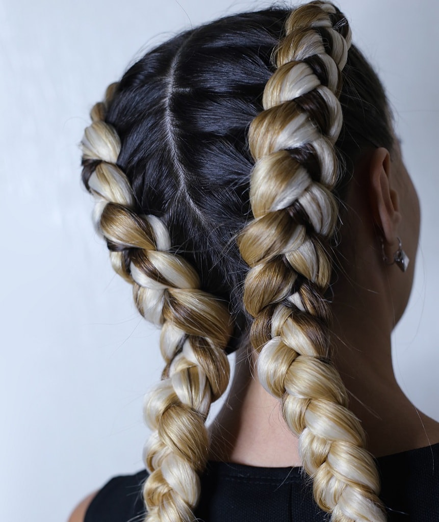 boxer braids with long dark brown hair