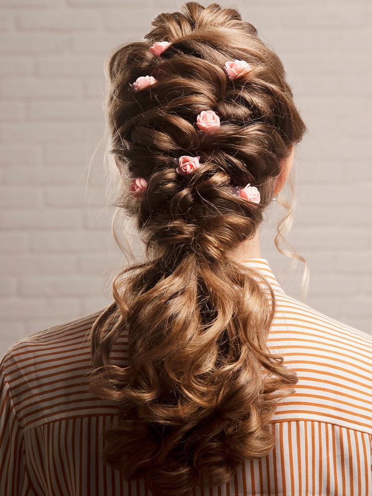braided messy ponytail
