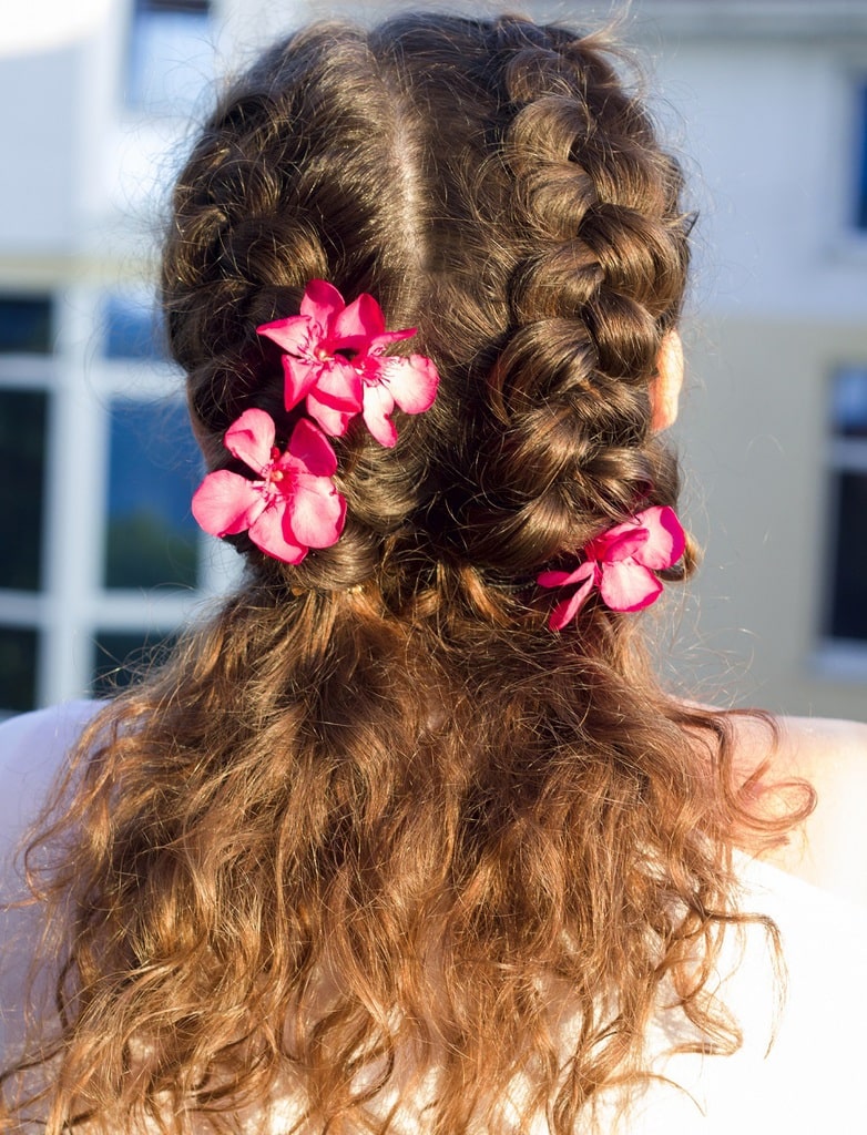 braided pigtails for curly hair
