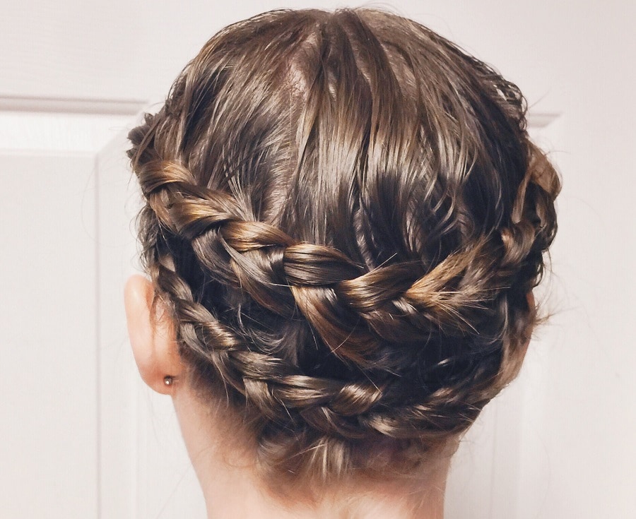 braided updo for curly hair