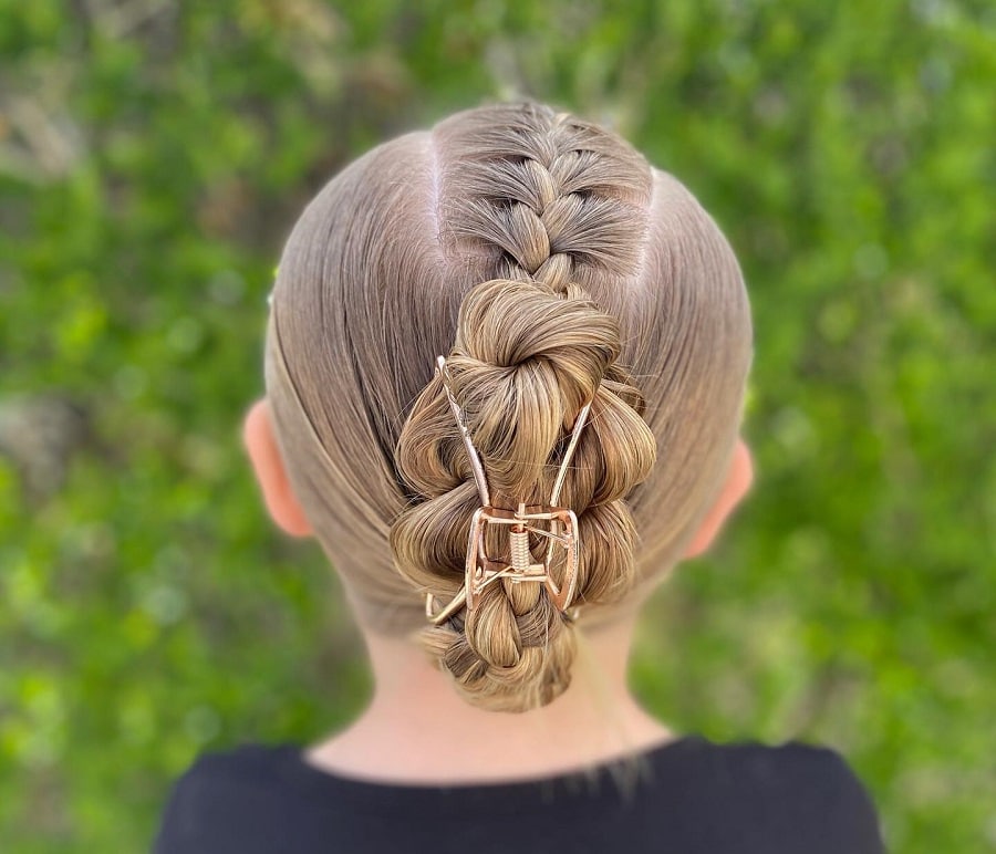 braided updo with claw clip