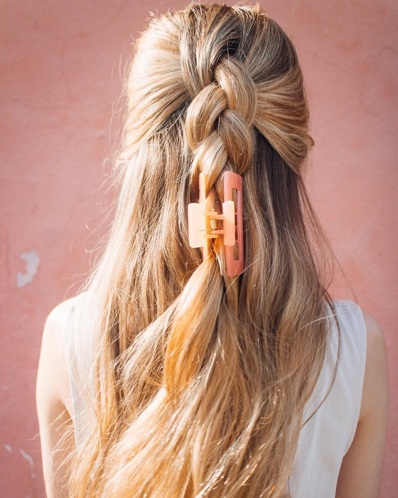 claw clip hairstyle with braid