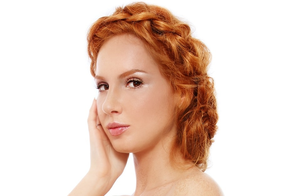 crown braid for ginger curly hair
