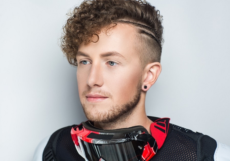 curly hair undercut for man with oval face
