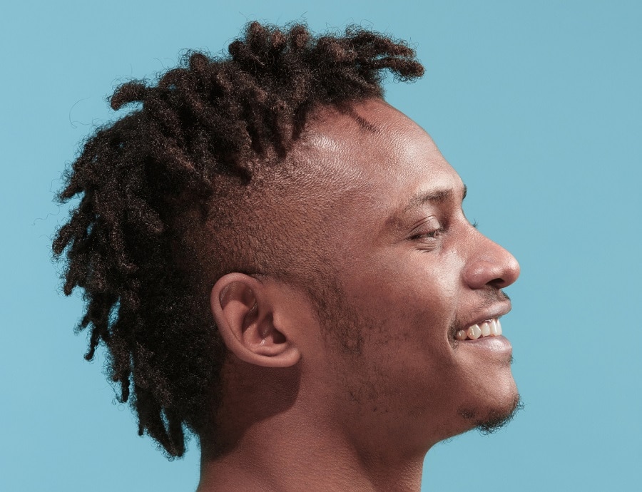 curly mohawk with twists for black men