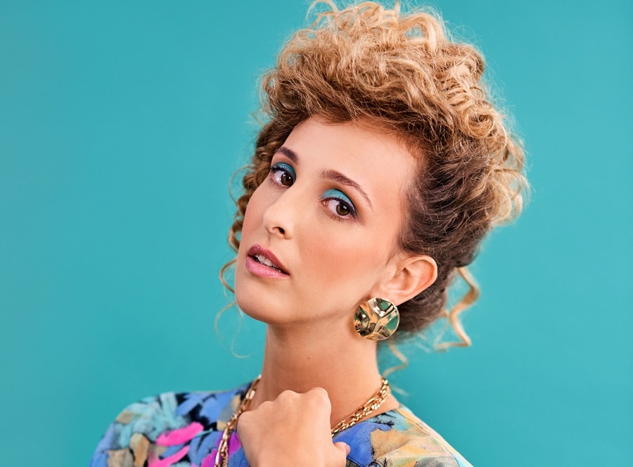 80's curly vintage updo