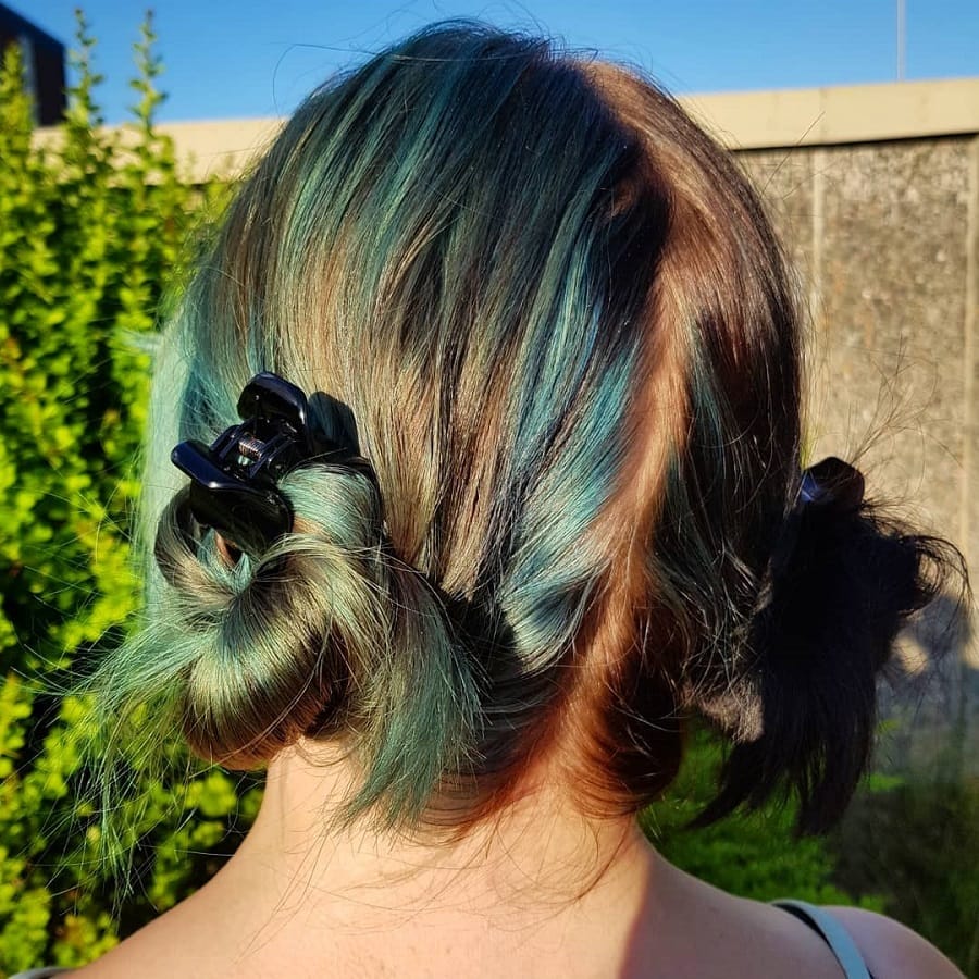 double buns with claw clips