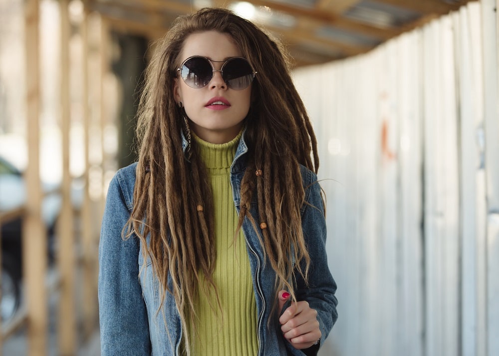 woman with long thick dreadlocks style