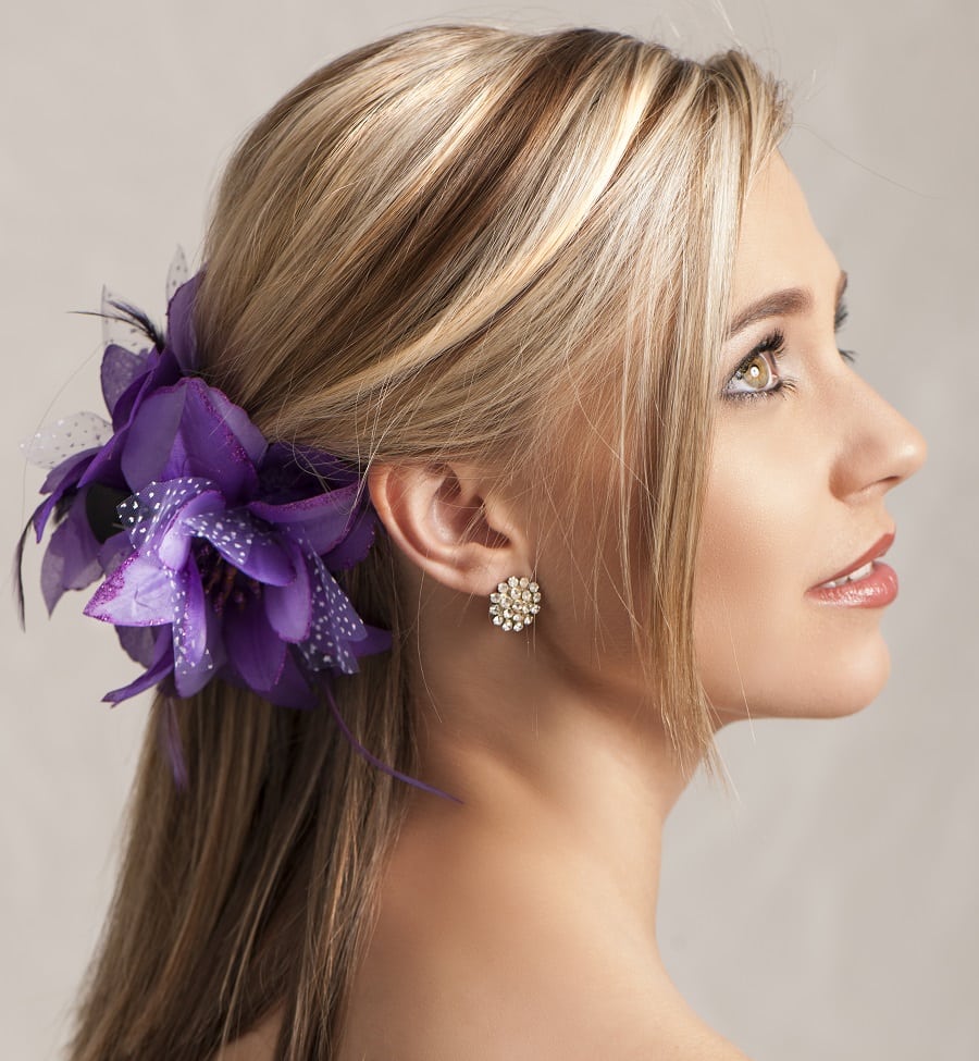 floral claw clip hairstyle