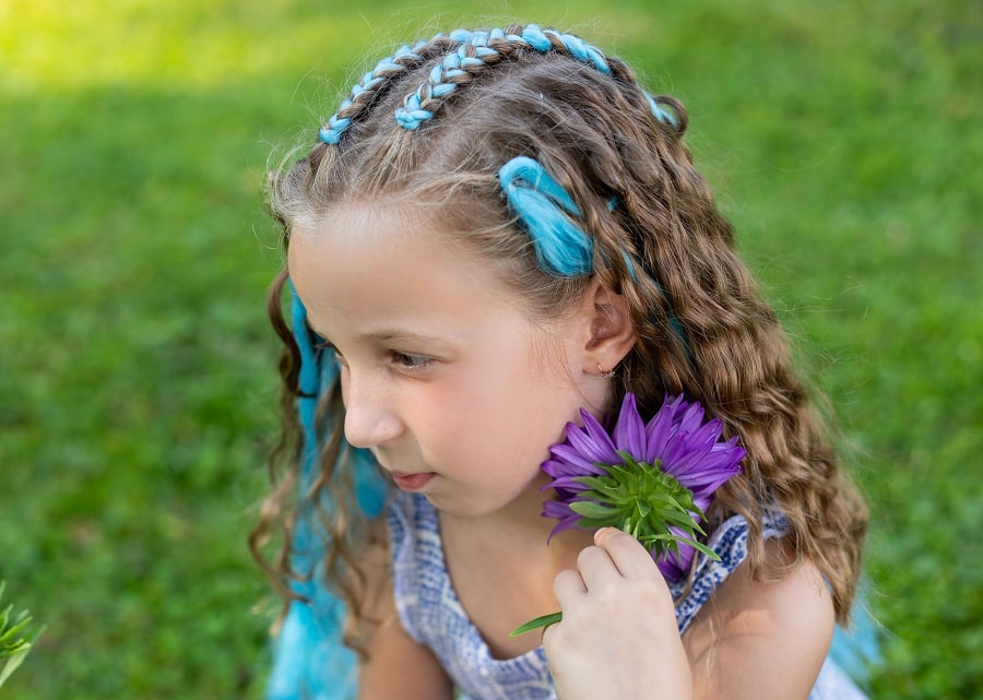 flower girl curly hairstyle with braids