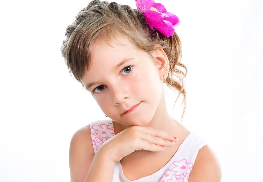 flower girl hairstyle with side bangs