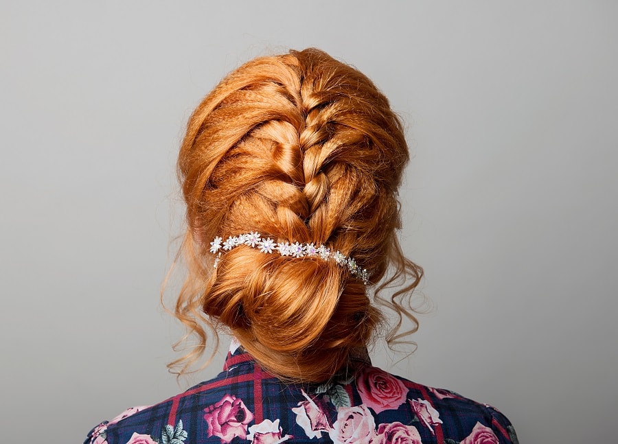 french braided low bun