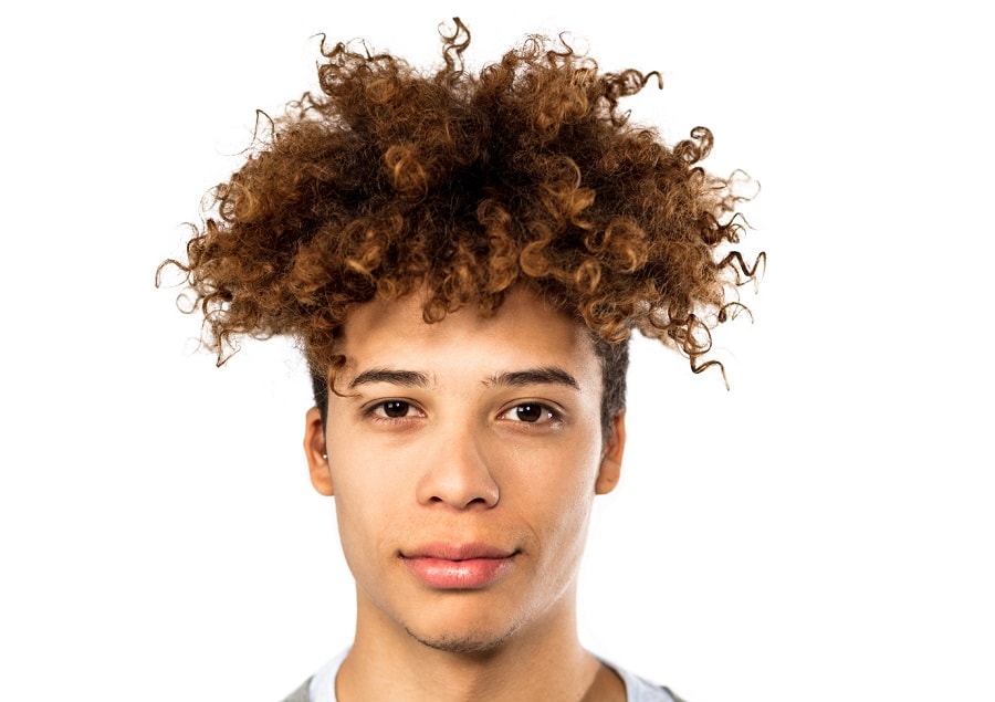 long curly brown hairstyle for black men