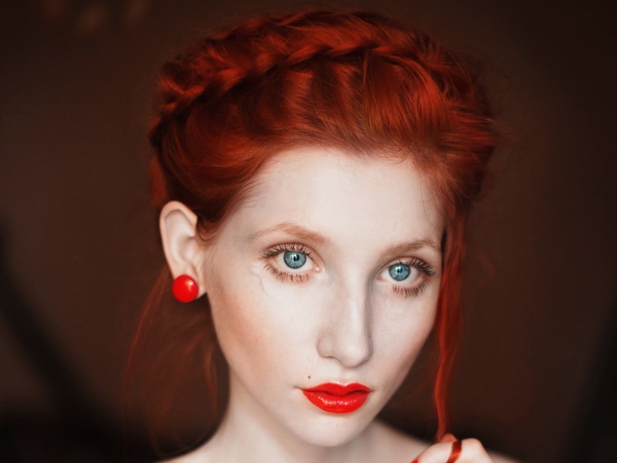 long red hair updo with crown braid