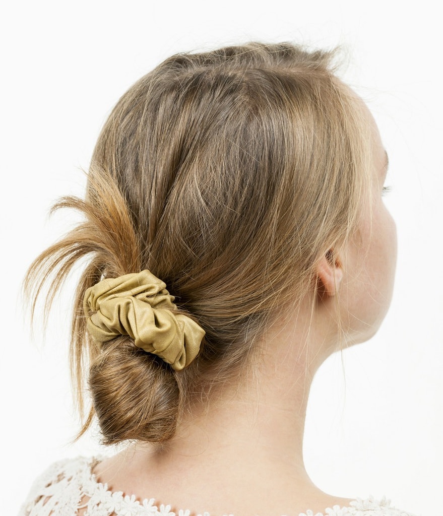 messy hairstyle with scrunchie
