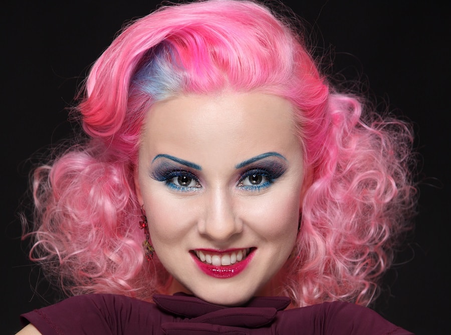 pin up hairstyle for short pink hair