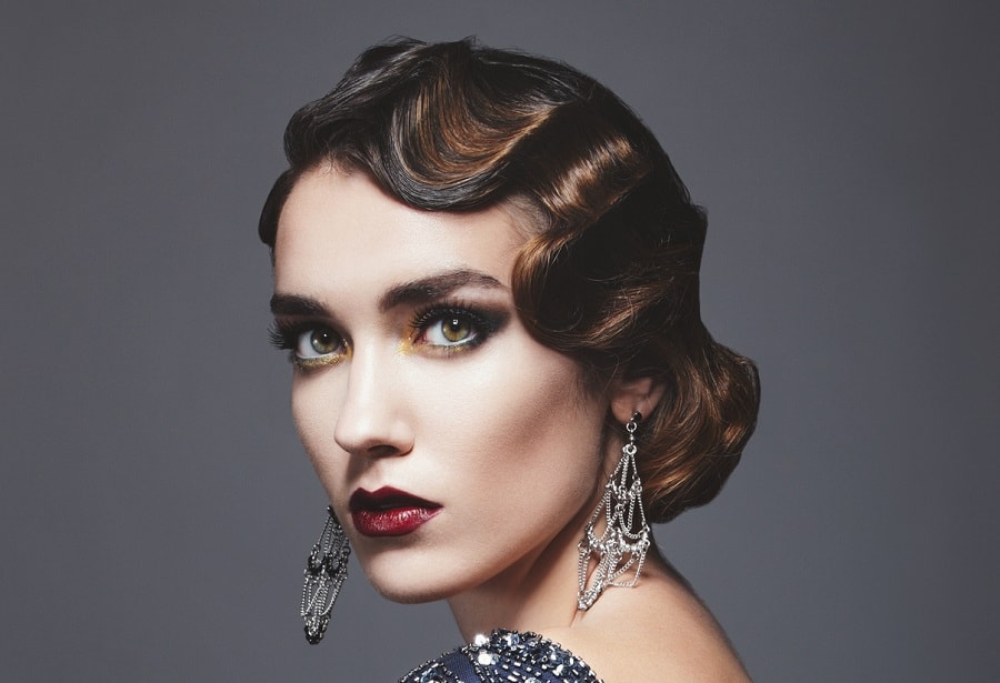 pin up hairstyle with finger waves for short hair