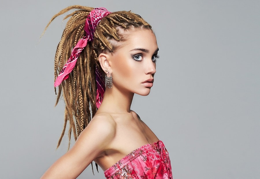 ponytail with blonde dreads for women
