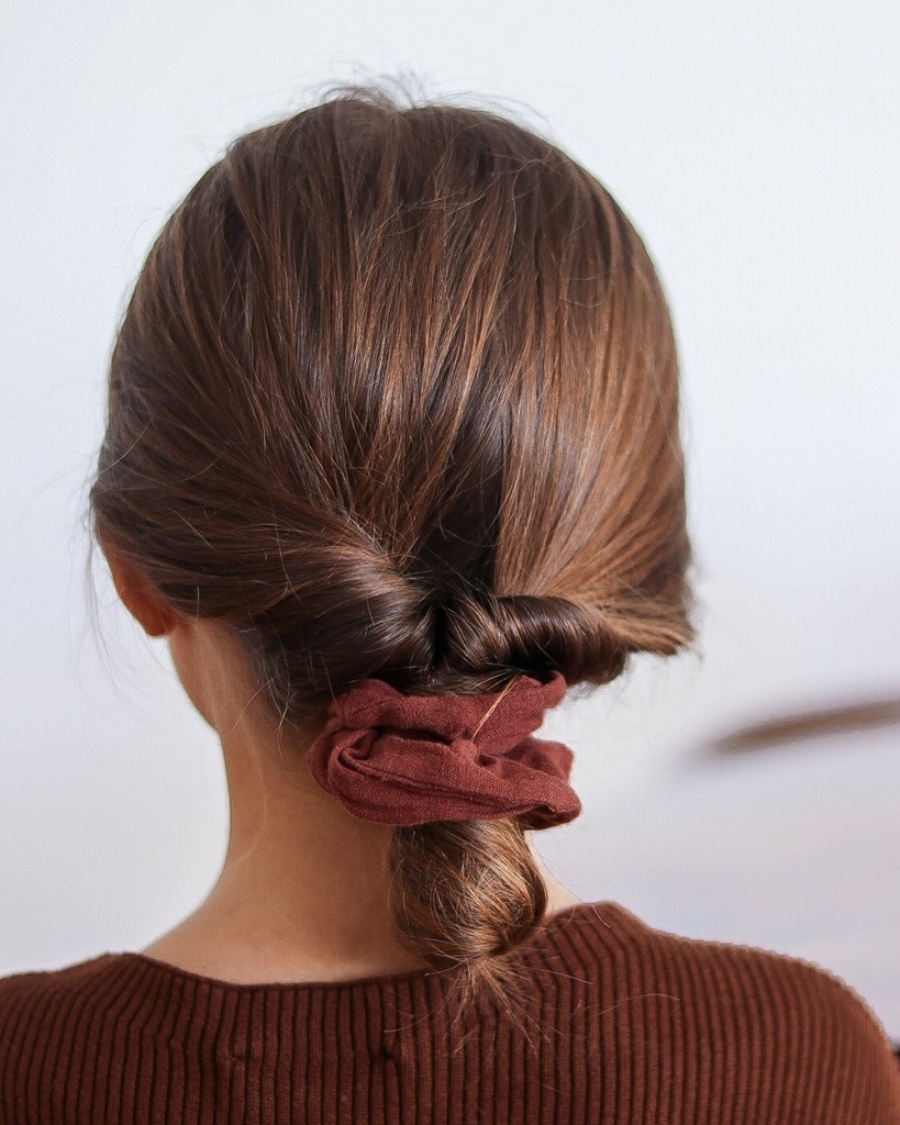 twisted updo with scrunchie