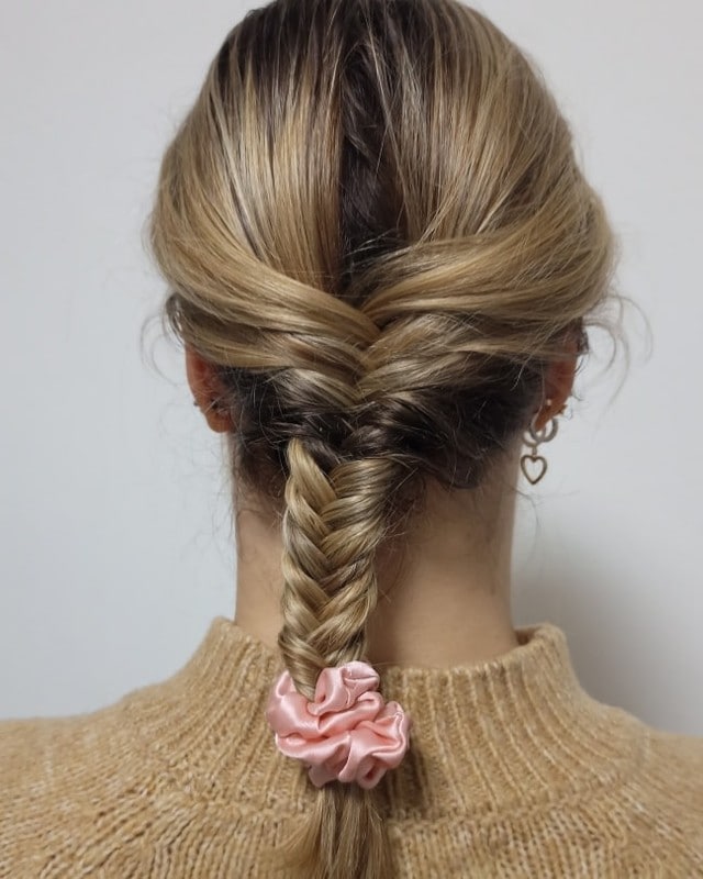 scrunchie hairstyle with braid