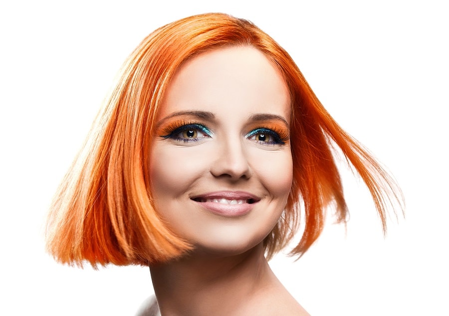 short orange bob without bangs