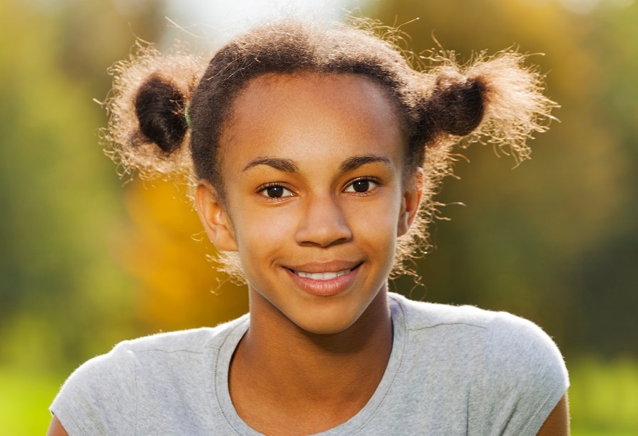 space buns with short hair for black teenage girl