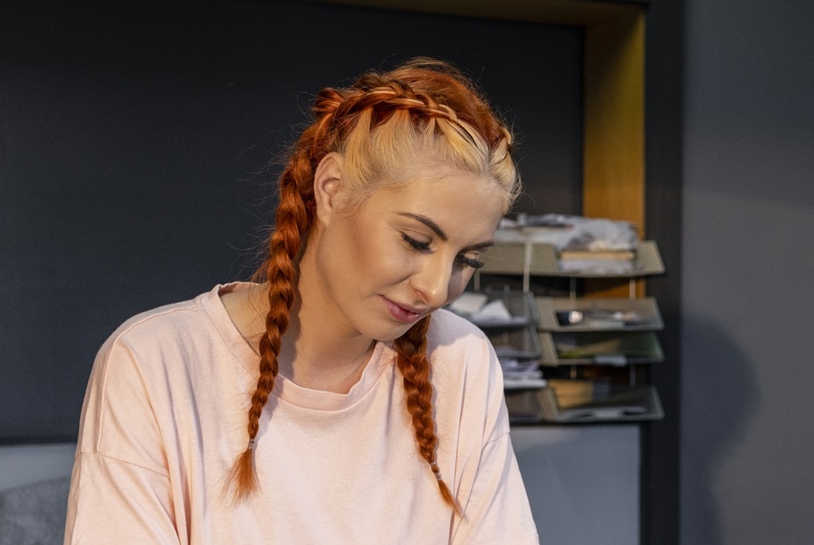 sporty braids with red hair