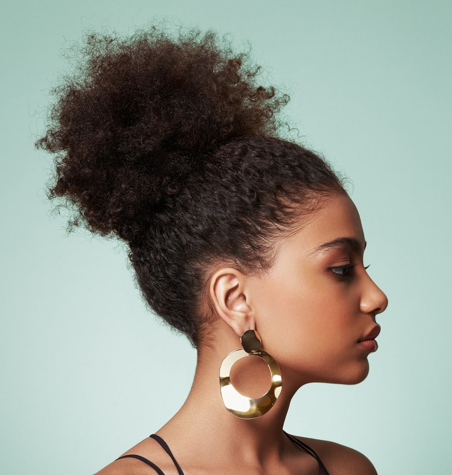 updo with short afro hair for black women