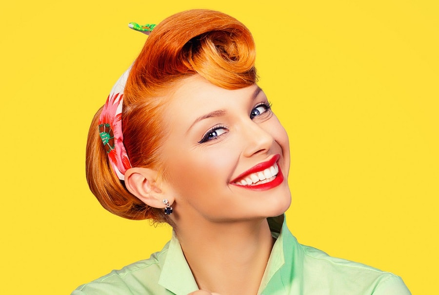 vintage updo for pin up hairstyle