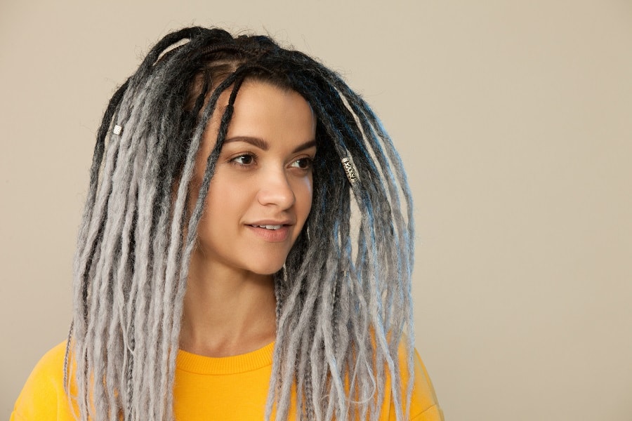 woman with ombre dreadlocks hairstyle