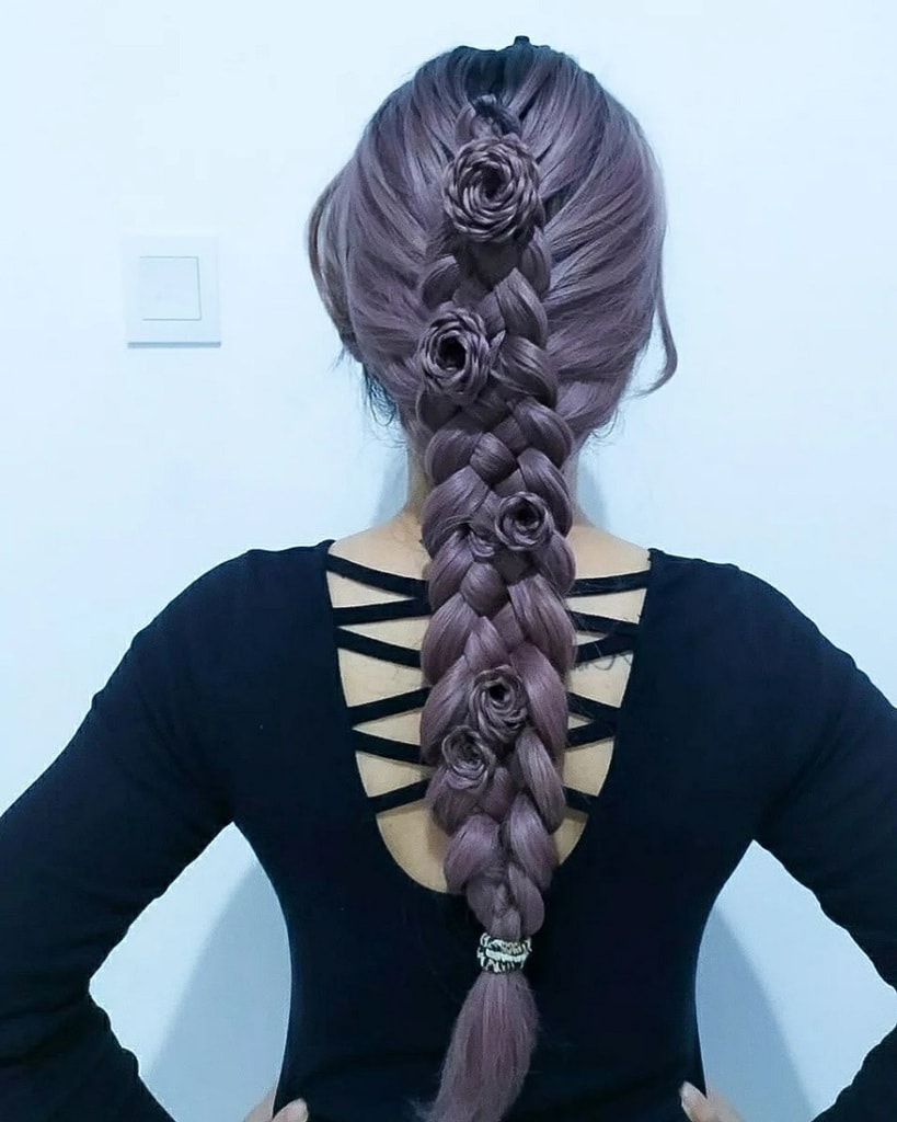5 strand braids with flowers
