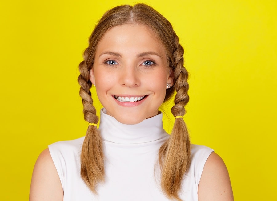 90s braided pigtails