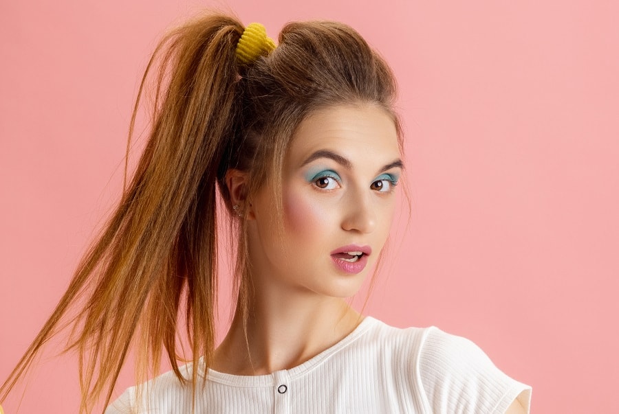 90s ponytail hairstyle for long hair