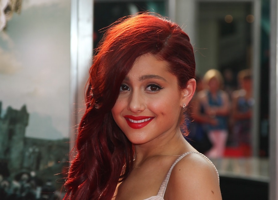 Ariana Grande with straight red hair