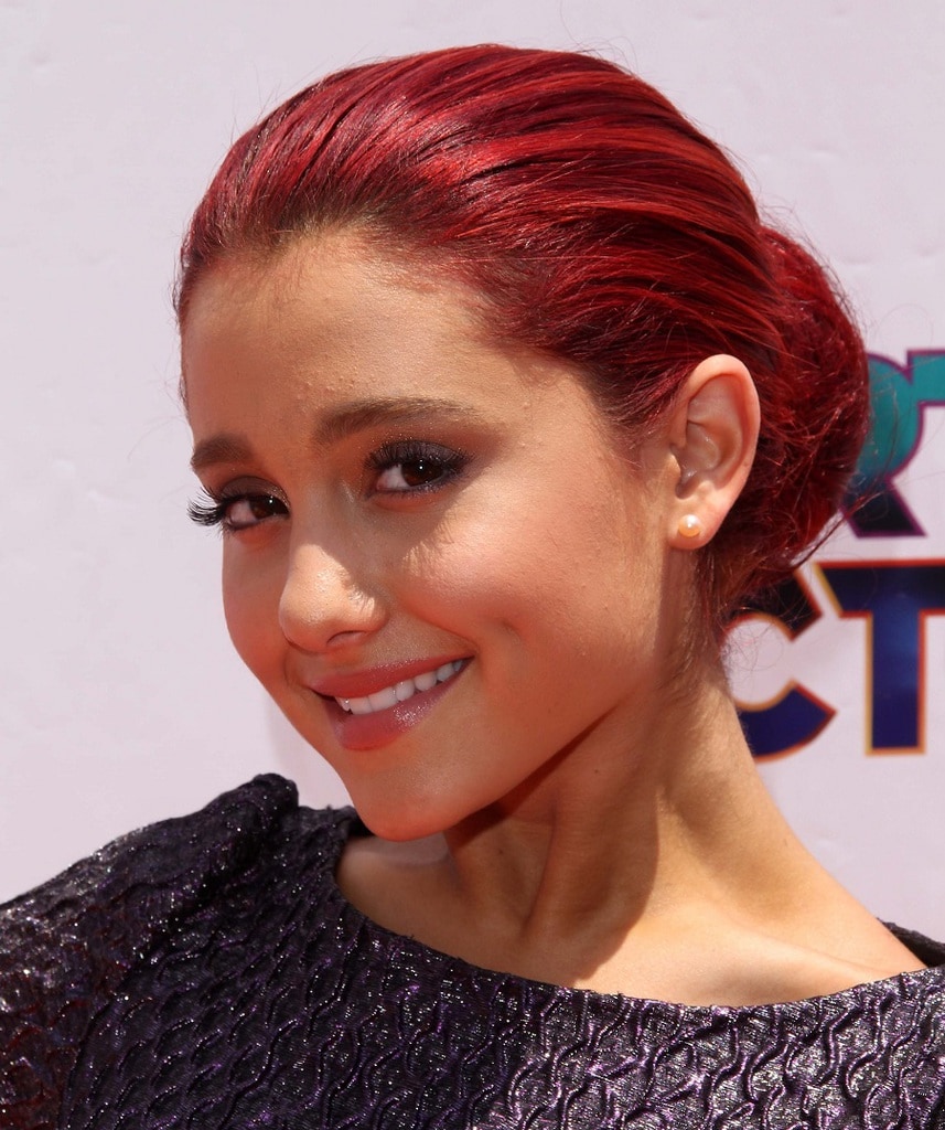 Ariana Grande with sleek bun hairstyle