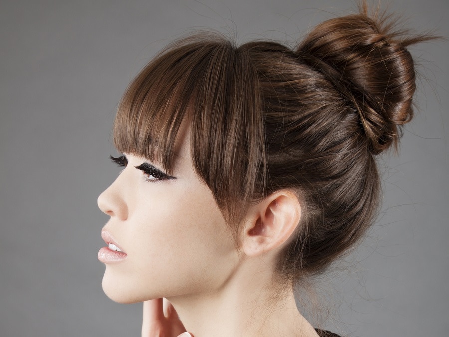 Asian updo with bangs for women