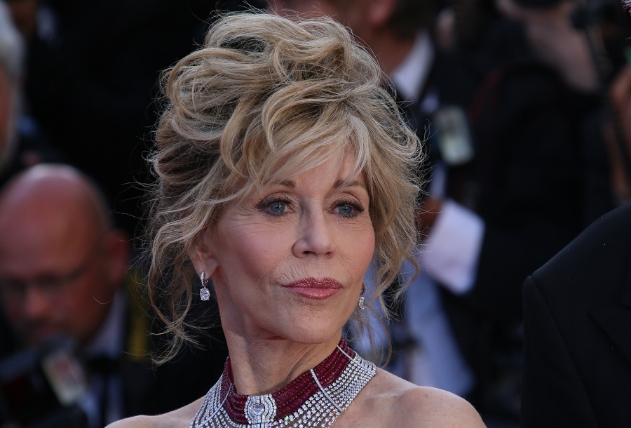 Jane Fonda Messy Updo