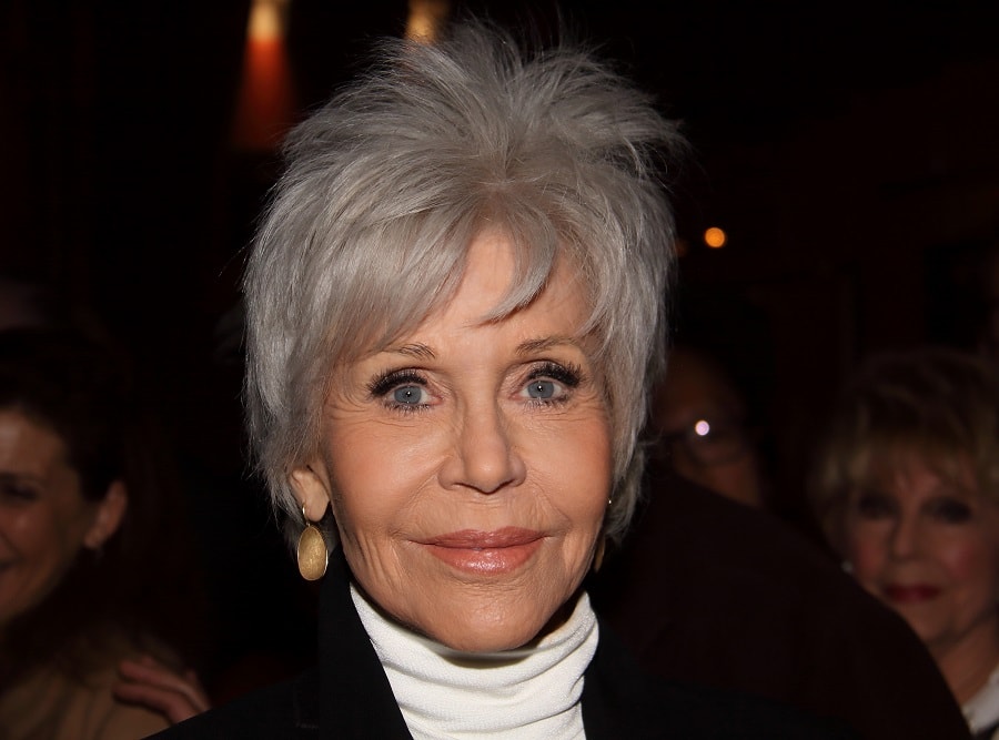 Jane Fonda Silver Pixie Cut