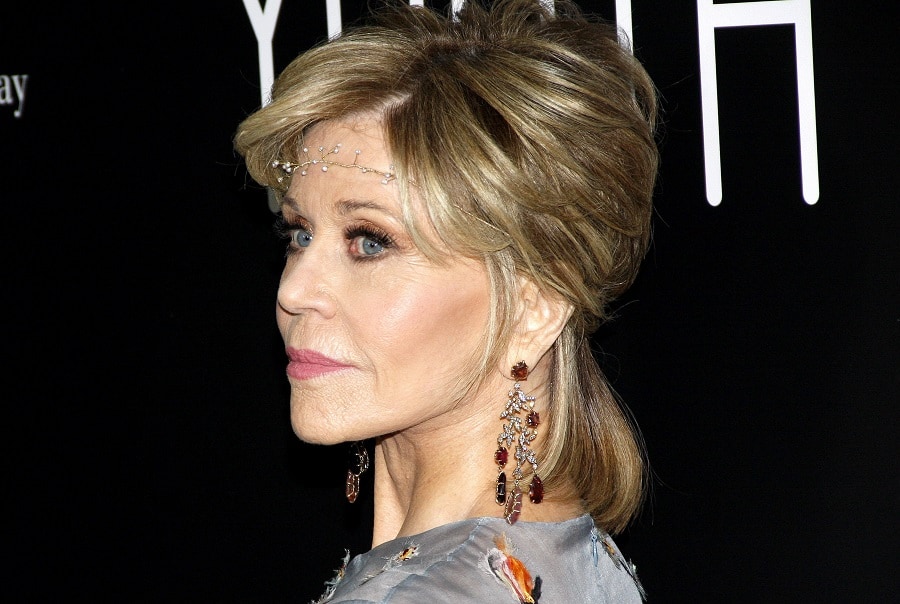 Jane Fonda with Half Updo Hairstyle