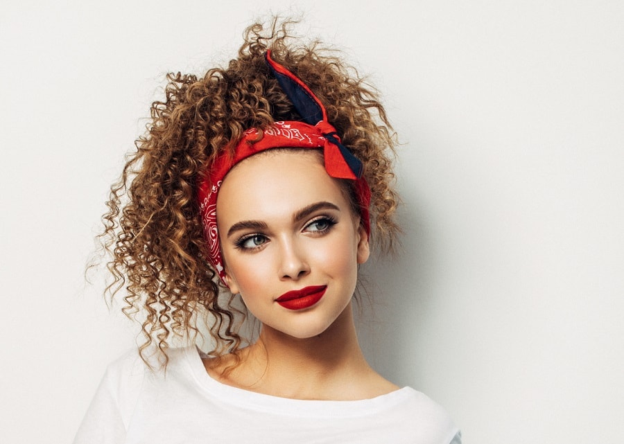 bandana hairstyle for thick curly hair