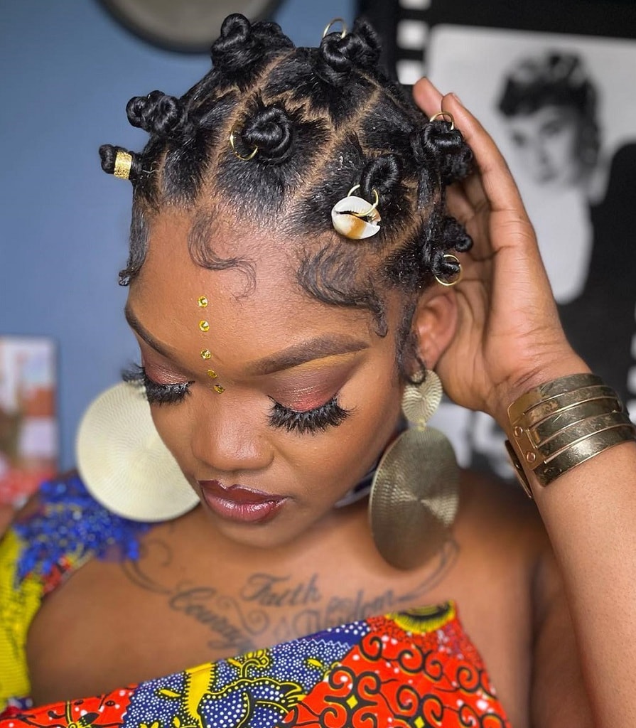 bantu knots with beads