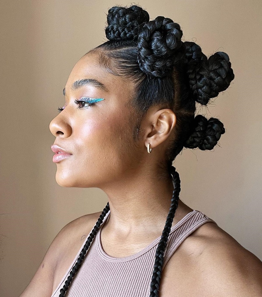 bantu knots with braids