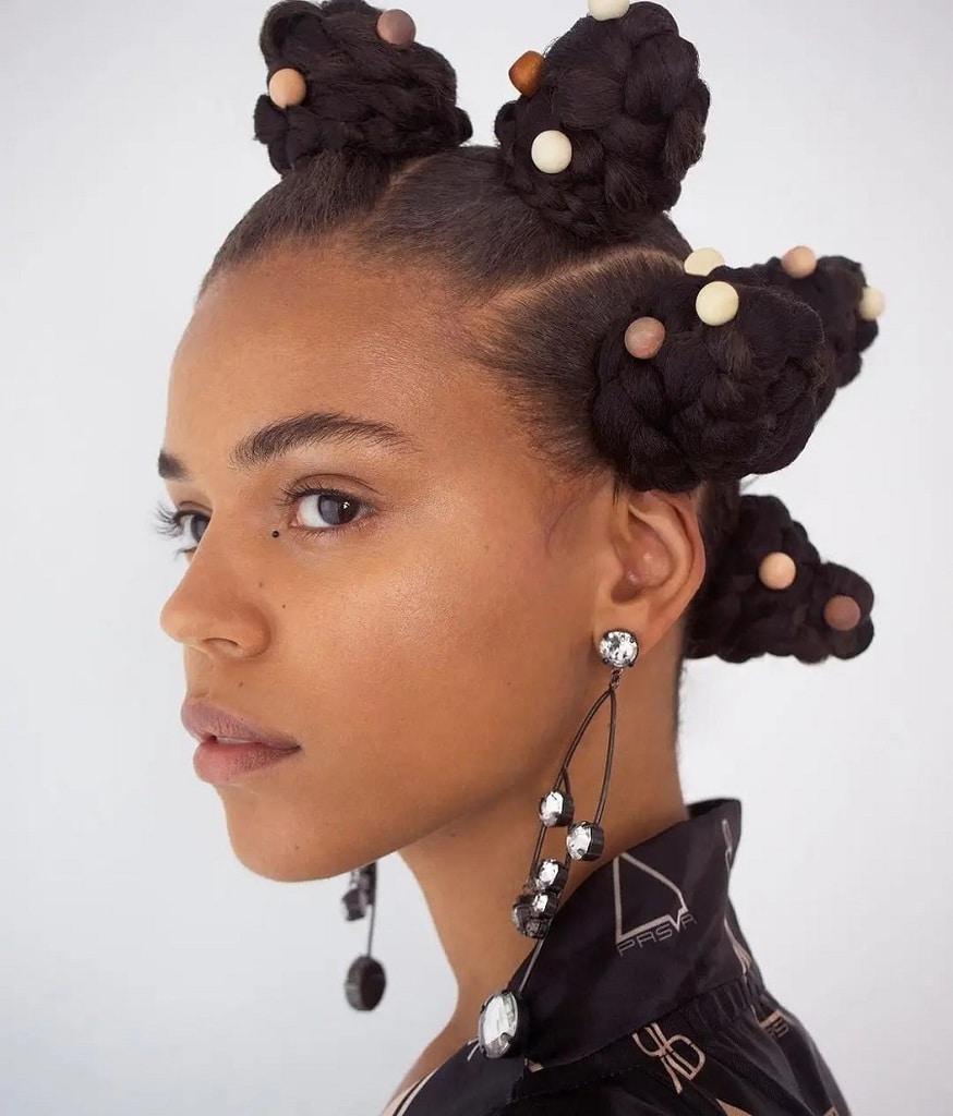 black braided knots updo 