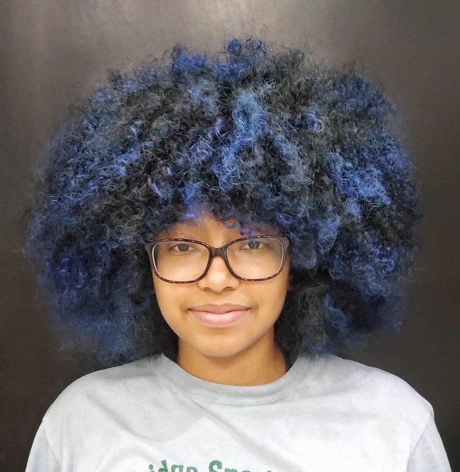 black woman with blue highlights