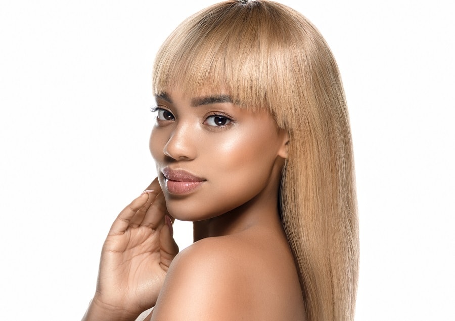 blonde blunt bangs for black women