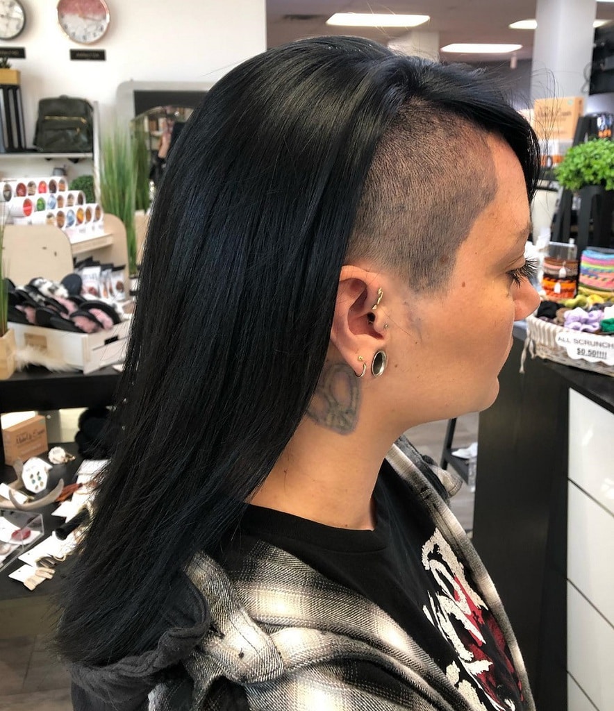 blue black hair with shaved side