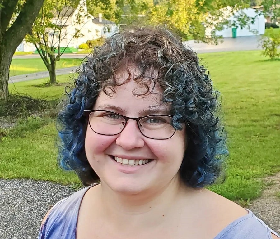 blue highlights for curly hair