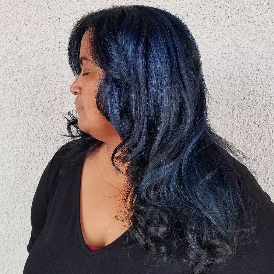 blue highlights on black hair